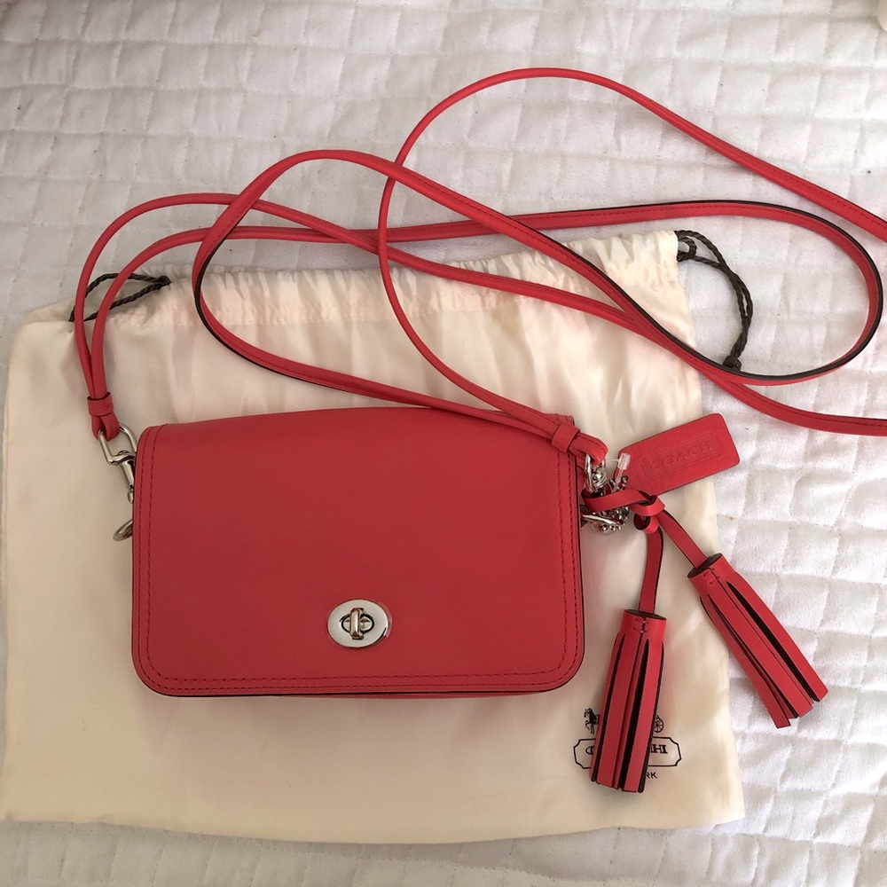 Pink coach penny crossbody